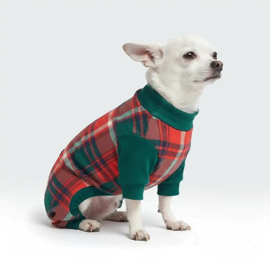 Dog Pajama - Green and Red Plaid