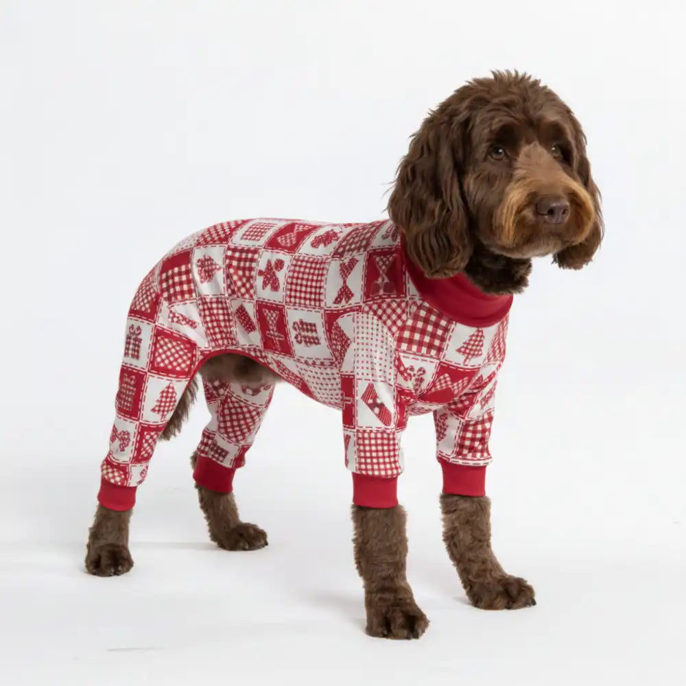 Dog Christmas Pajama - Festive Patchwork