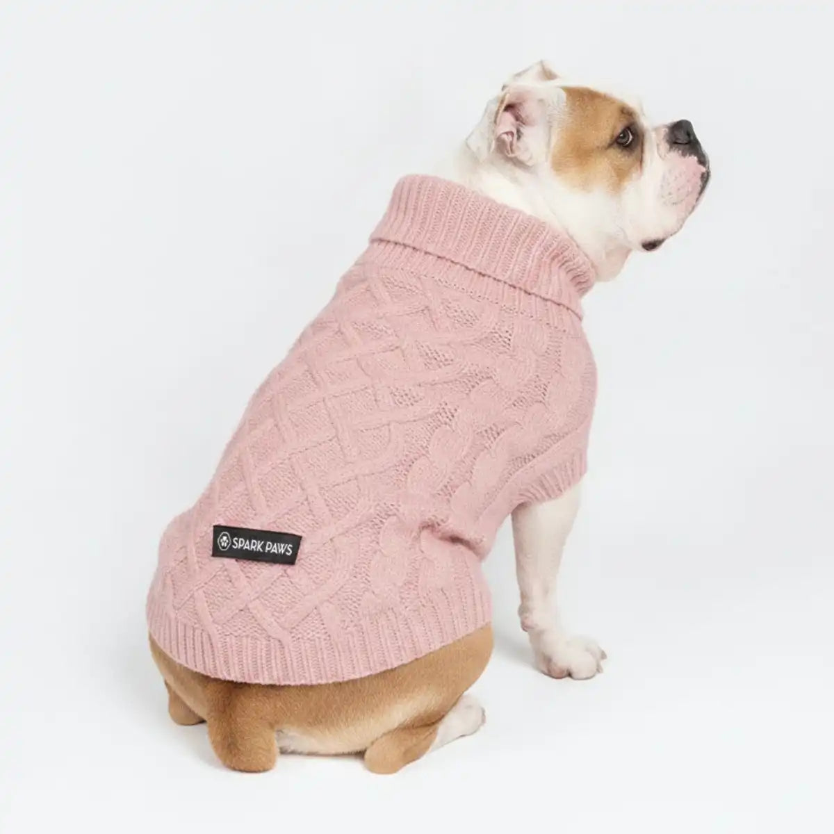 Cable Knit Dog Sweater - Pink