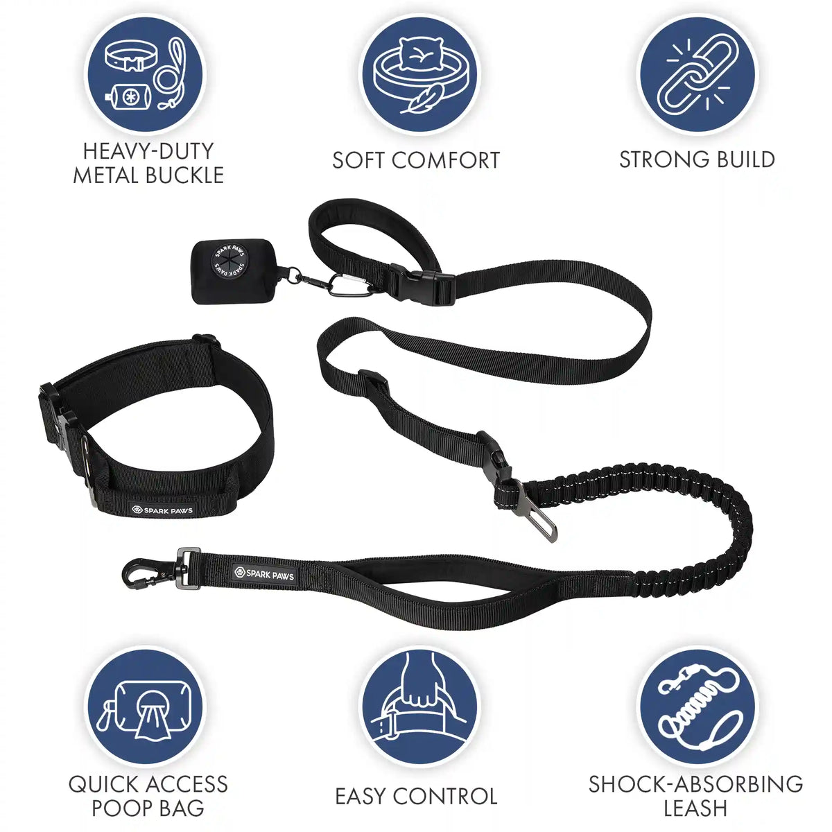 Comfort Control Collar and Multipurpose Leash Set - Black