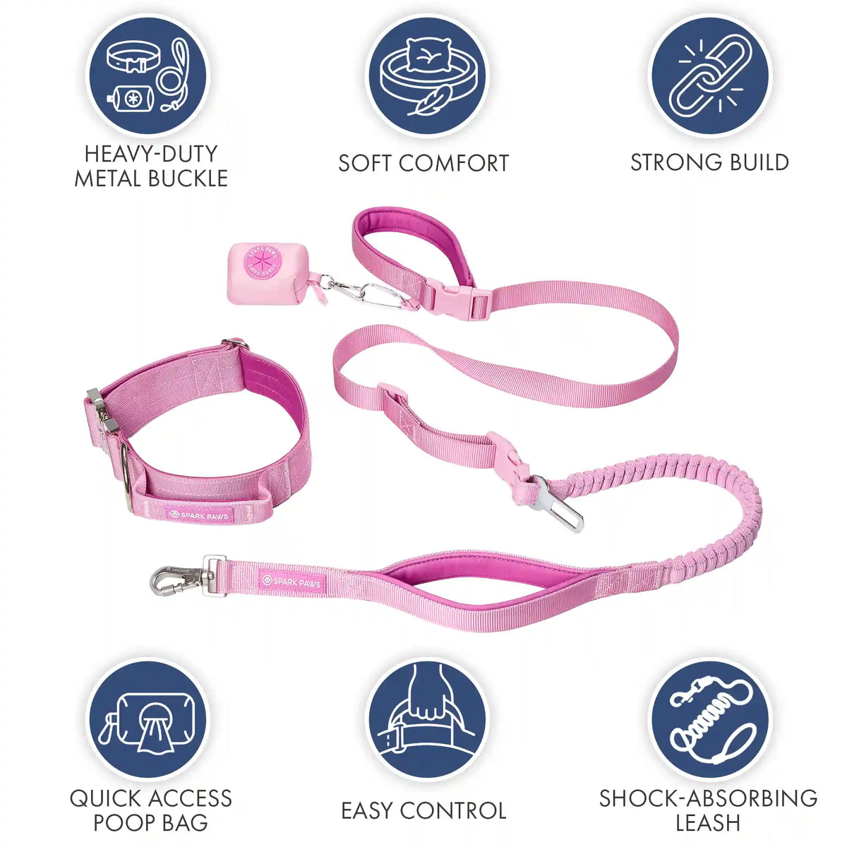 Comfort Control Collar and Multipurpose Leash Set - Pink