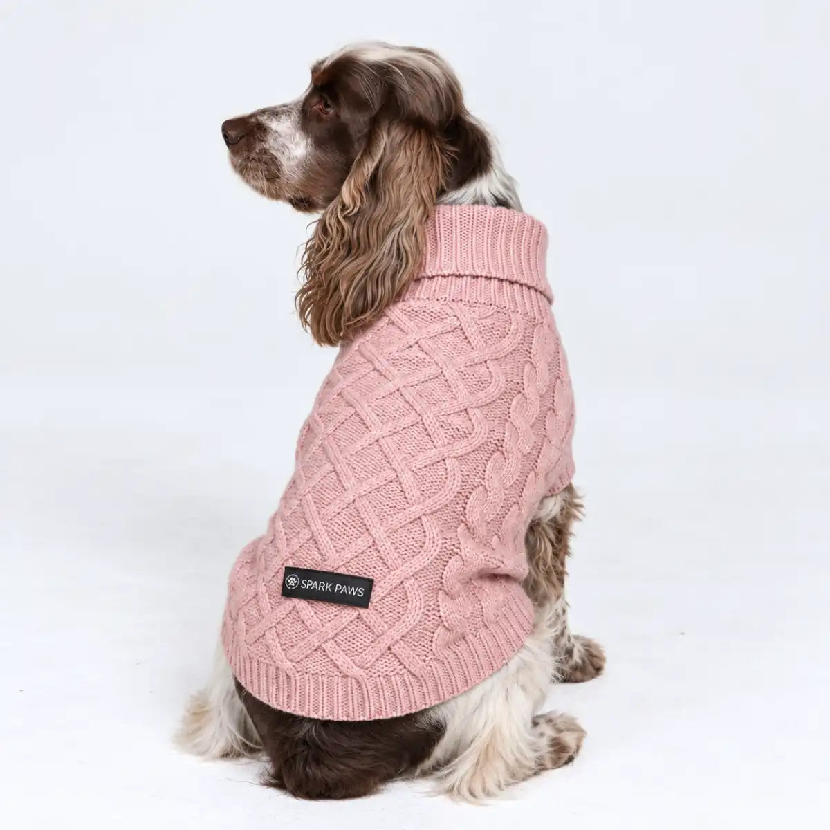 Cable Knit Dog Sweater - Pink