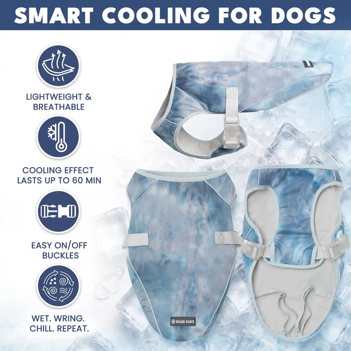 Dog Cooling Vest (2-pack) - Ice Blue & Tropical Storm