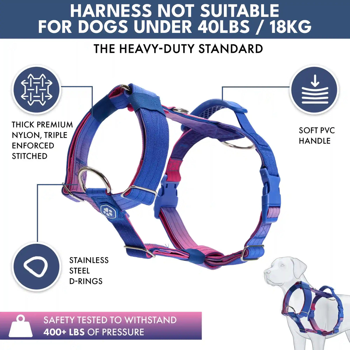 Comfort Control No-Pull Dog Harness and Multipurpose Leash Set - Snow Cone