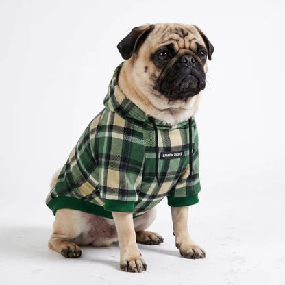 Green Plaid Dog Hoodie