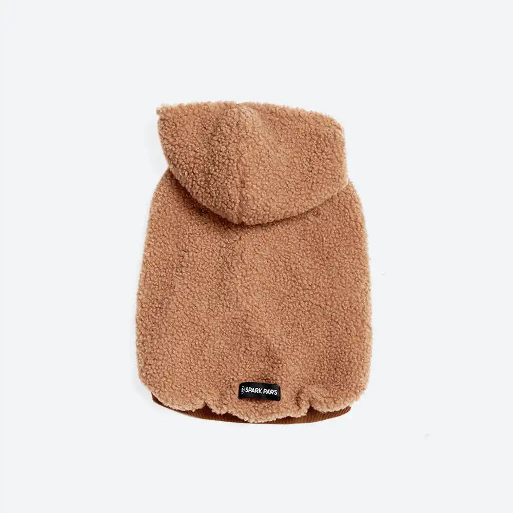 Teddy Sherpa Fleece Dog Jacket - Brown