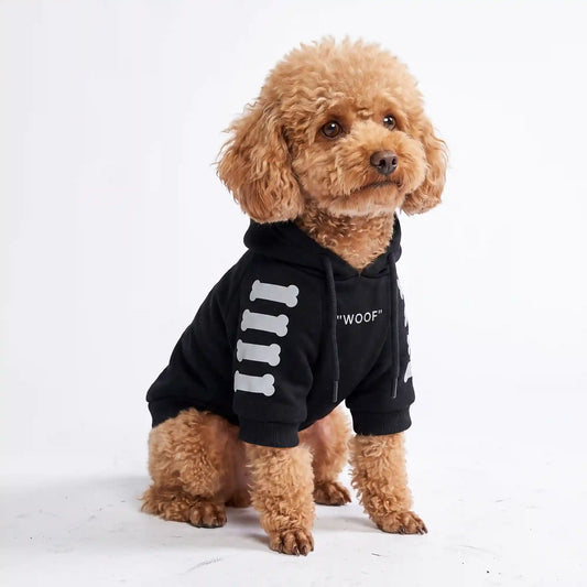 "WOOF" Dog Hoodie - Black & Reflective