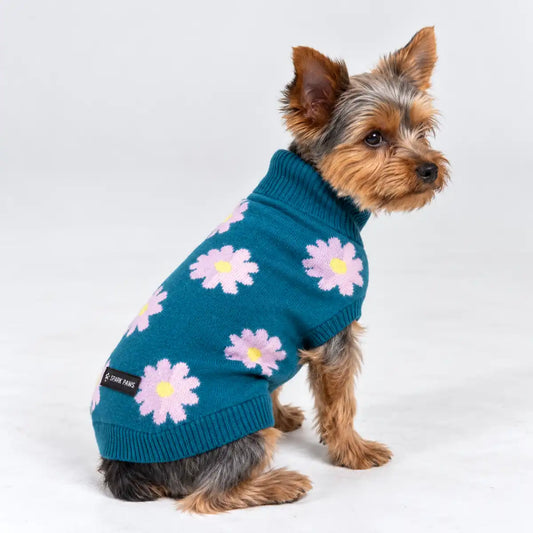 Flower Knit Dog Sweater